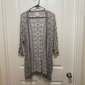 Gray and white cardigan